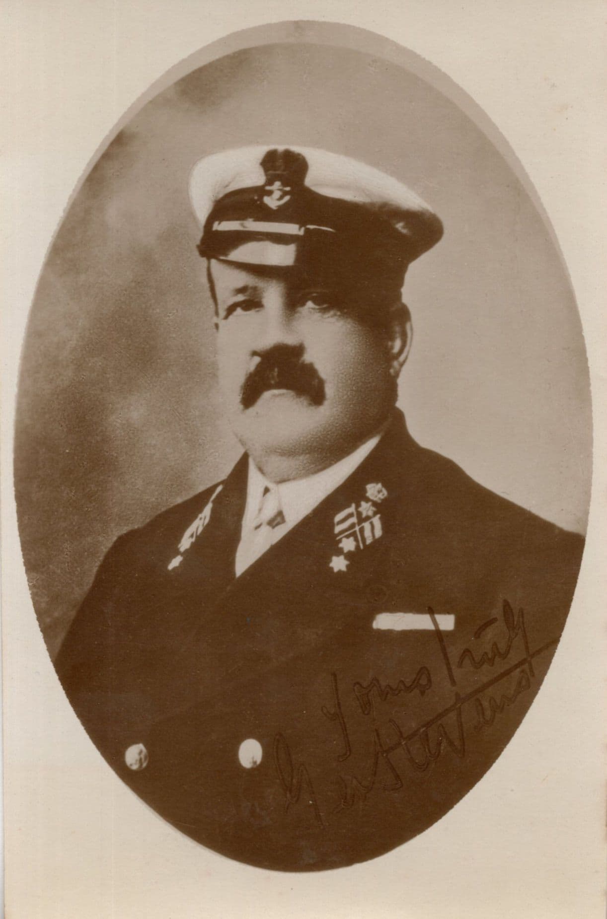 Navy Senior Uniform Man Badges WW1 Hand Signed Military Old Postcard