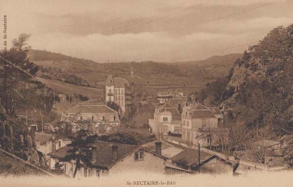 Nectaire Le Bas France Antique Aerial Birds Eye Postcard