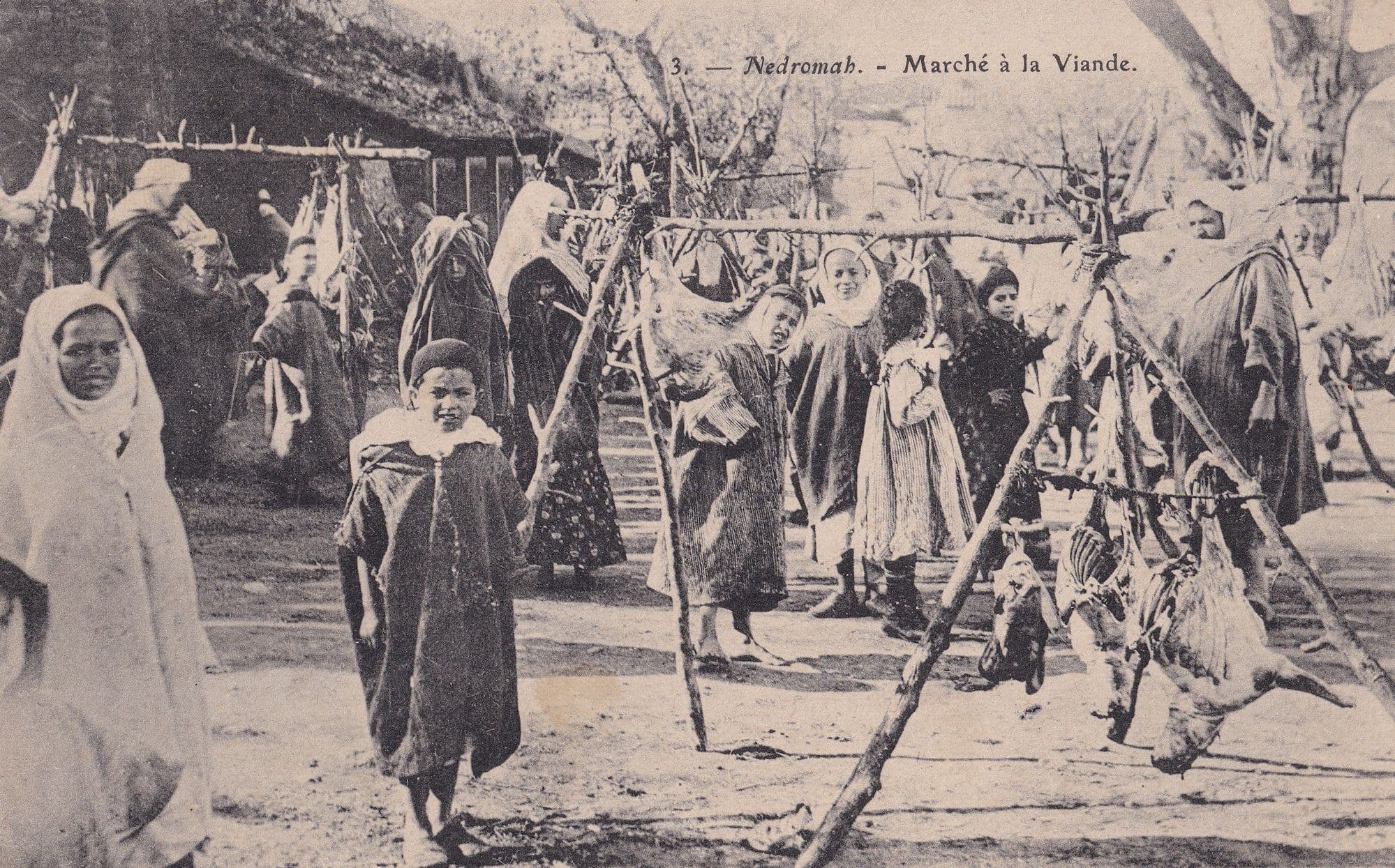 Nedromah Marche A La Viande Antique French Markets Postcard
