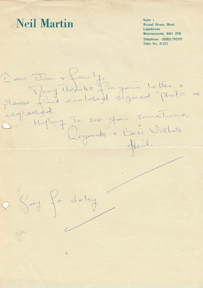 Neil Martin 1970s Pop Singer Hand Signed EMI Large Publicity Photo & Letter