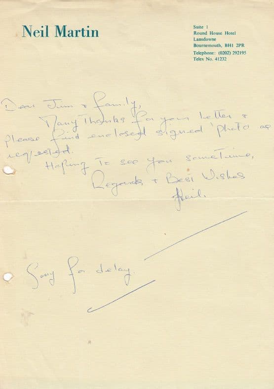 Neil Martin 1970s Pop Singer Hand Signed EMI Large Publicity Photo & Letter