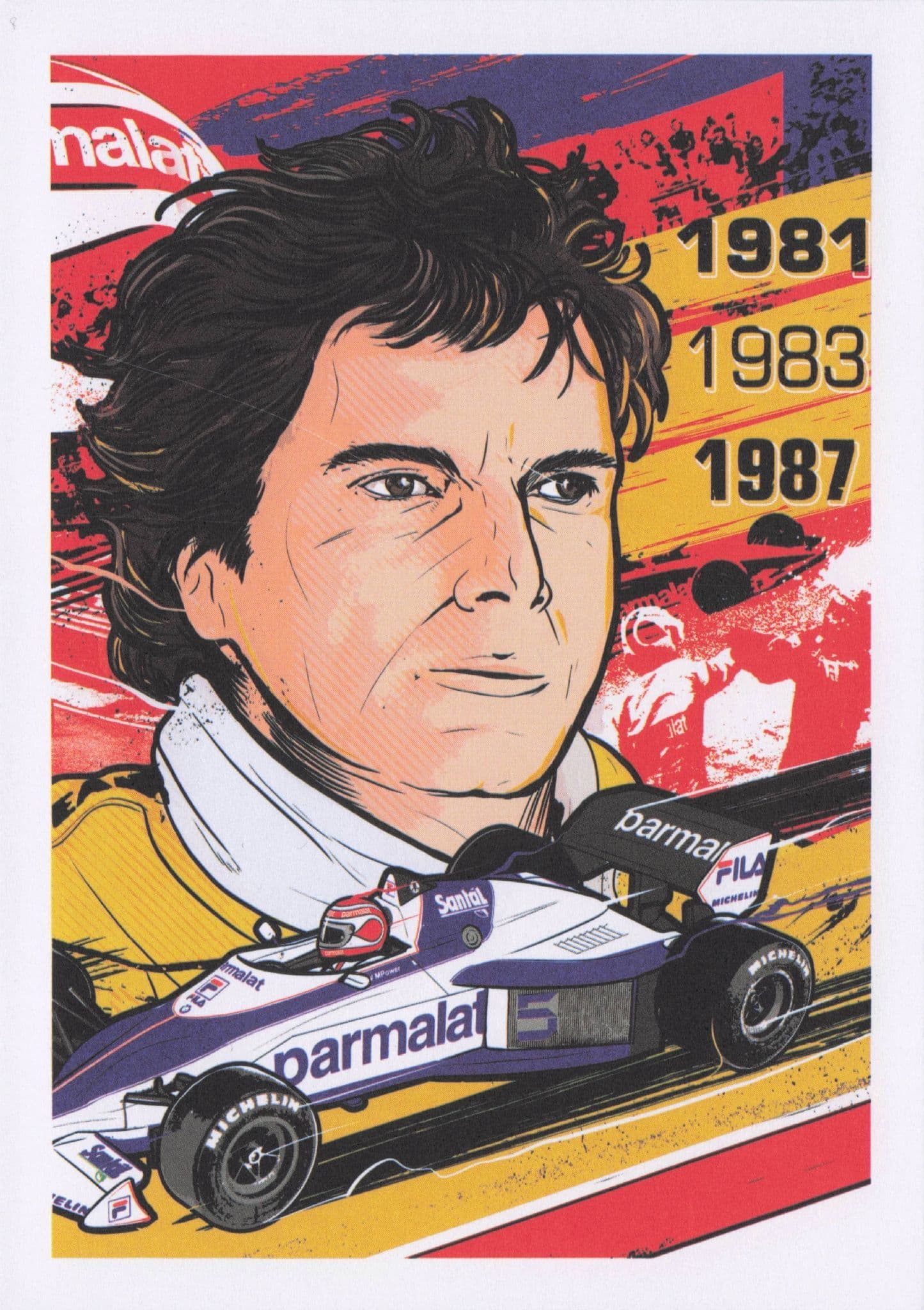 Nelson Piquet Brazil Grand Prix F1 Motor Racing Driver Painting Postcard