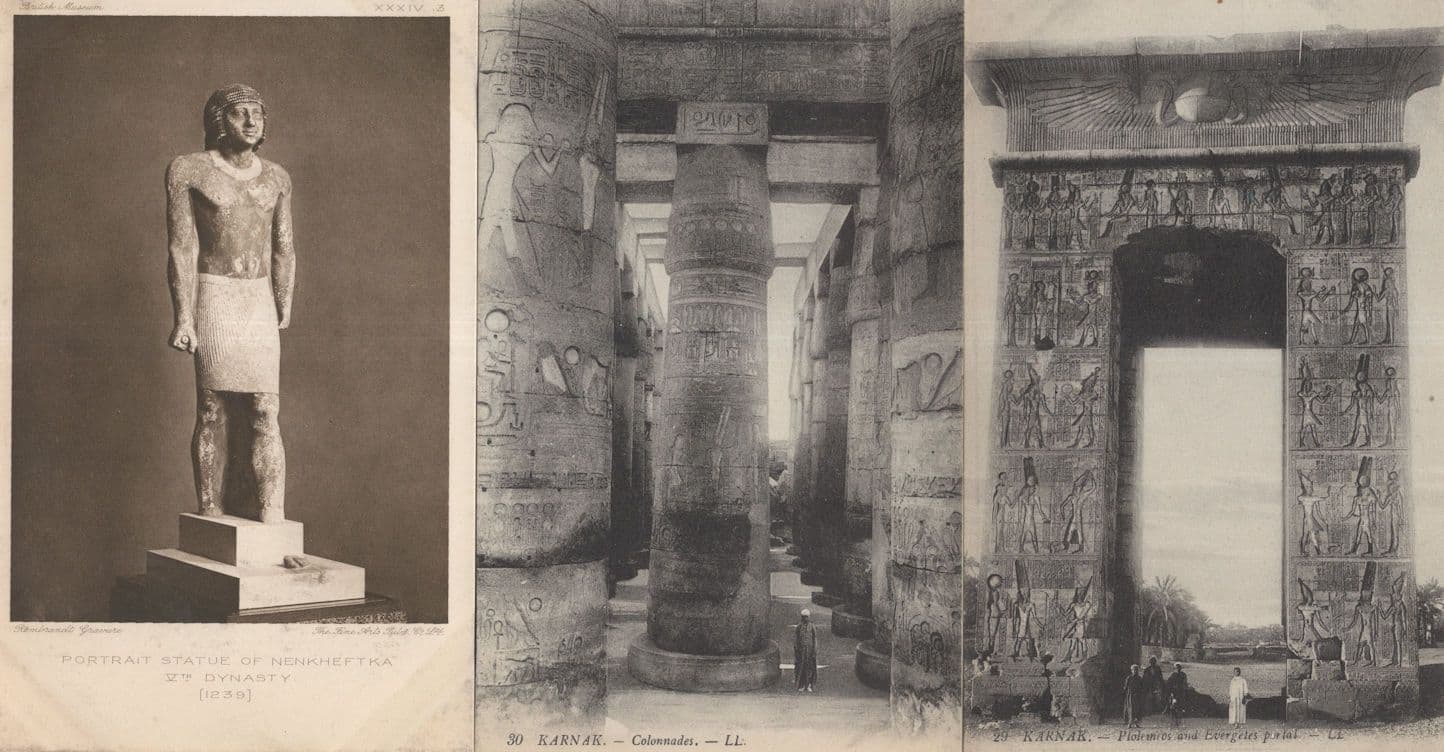 Nenkheftka Statue Karnak 3x Old Egyptian Postcard s