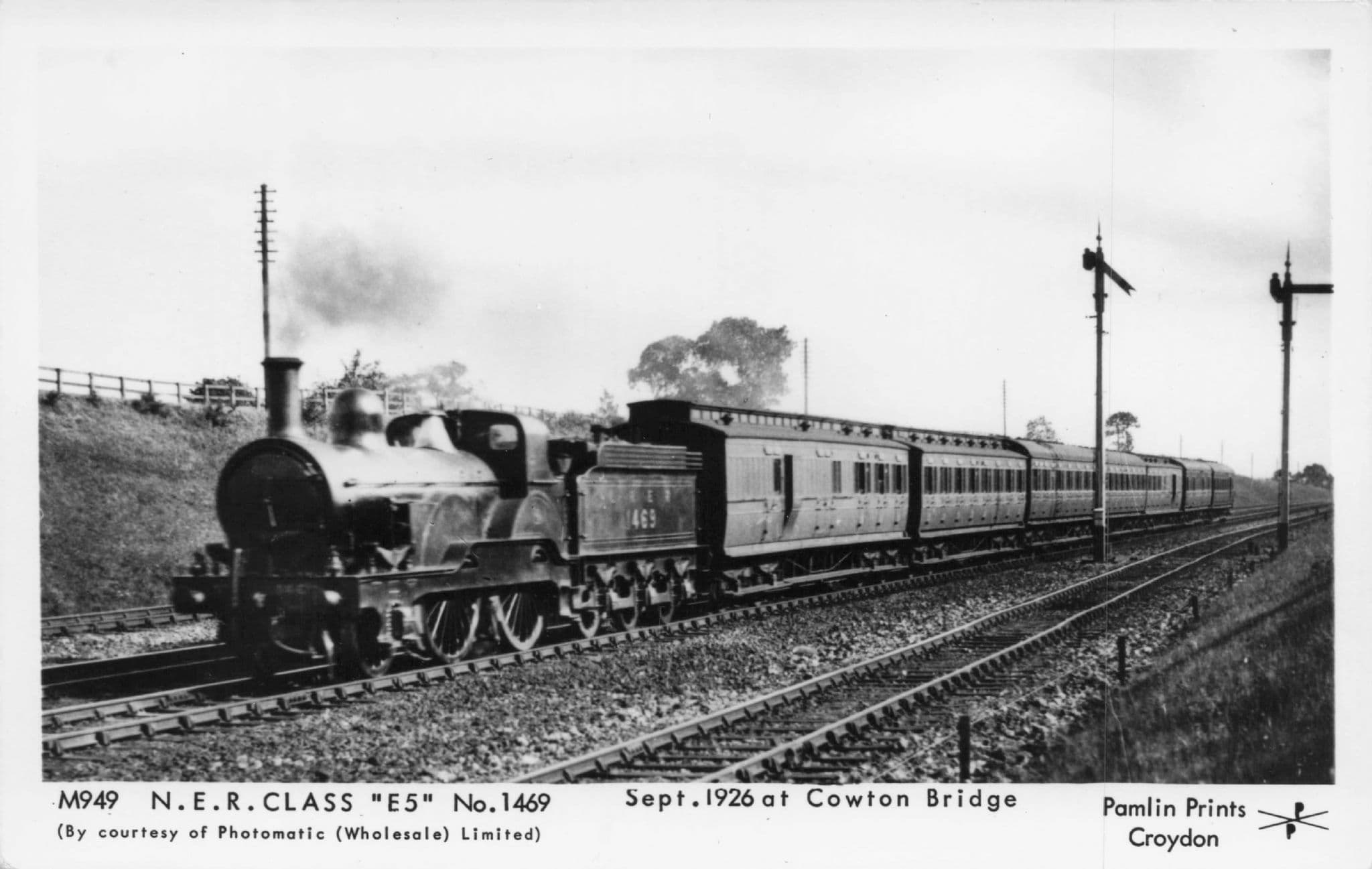 NER Class E5 Train at Cowton Bridge in 1926 Pamlin Prints Railway RPC Postcard