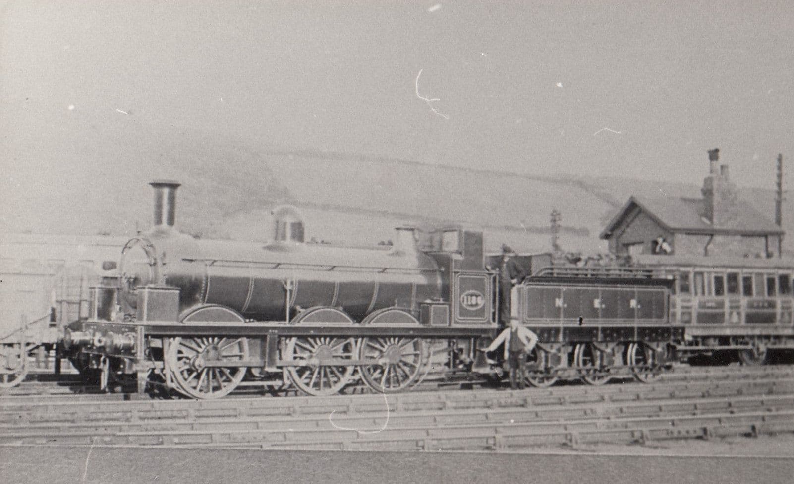 NER Long Boiler Class Train 0-6-0 1186 Real Plain Back Postcard Photo