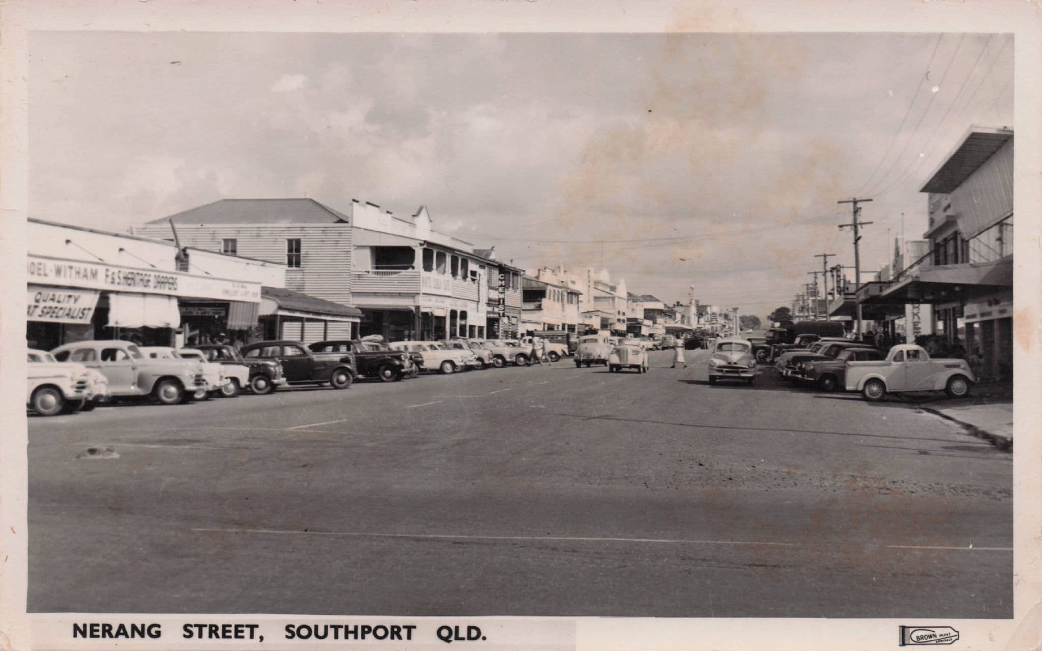 Nerang Street Chemists Butchers Drapers Queensland Australia Old Postcard