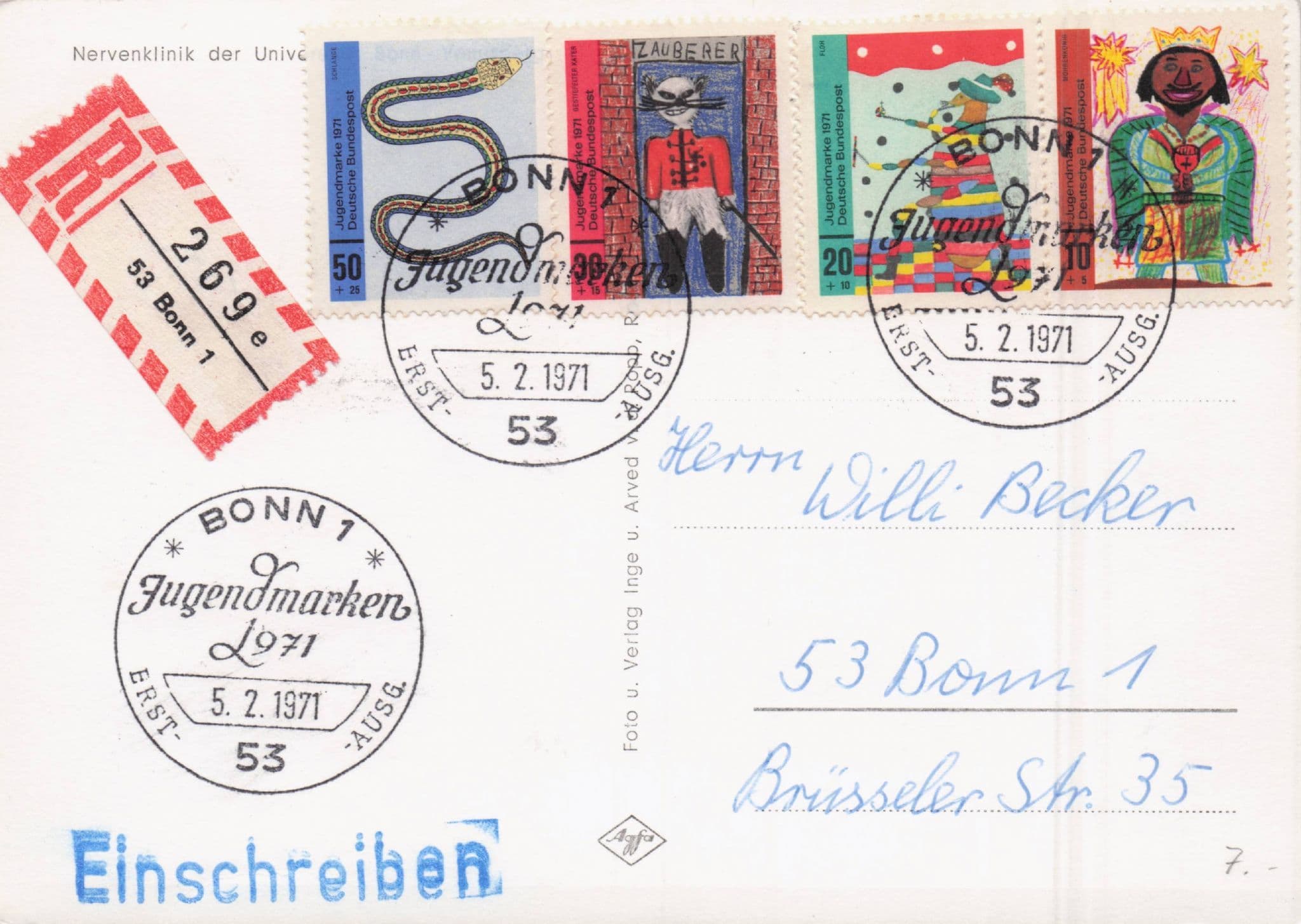 Nervenklinik University German 1971 RPC Vintage Postcard