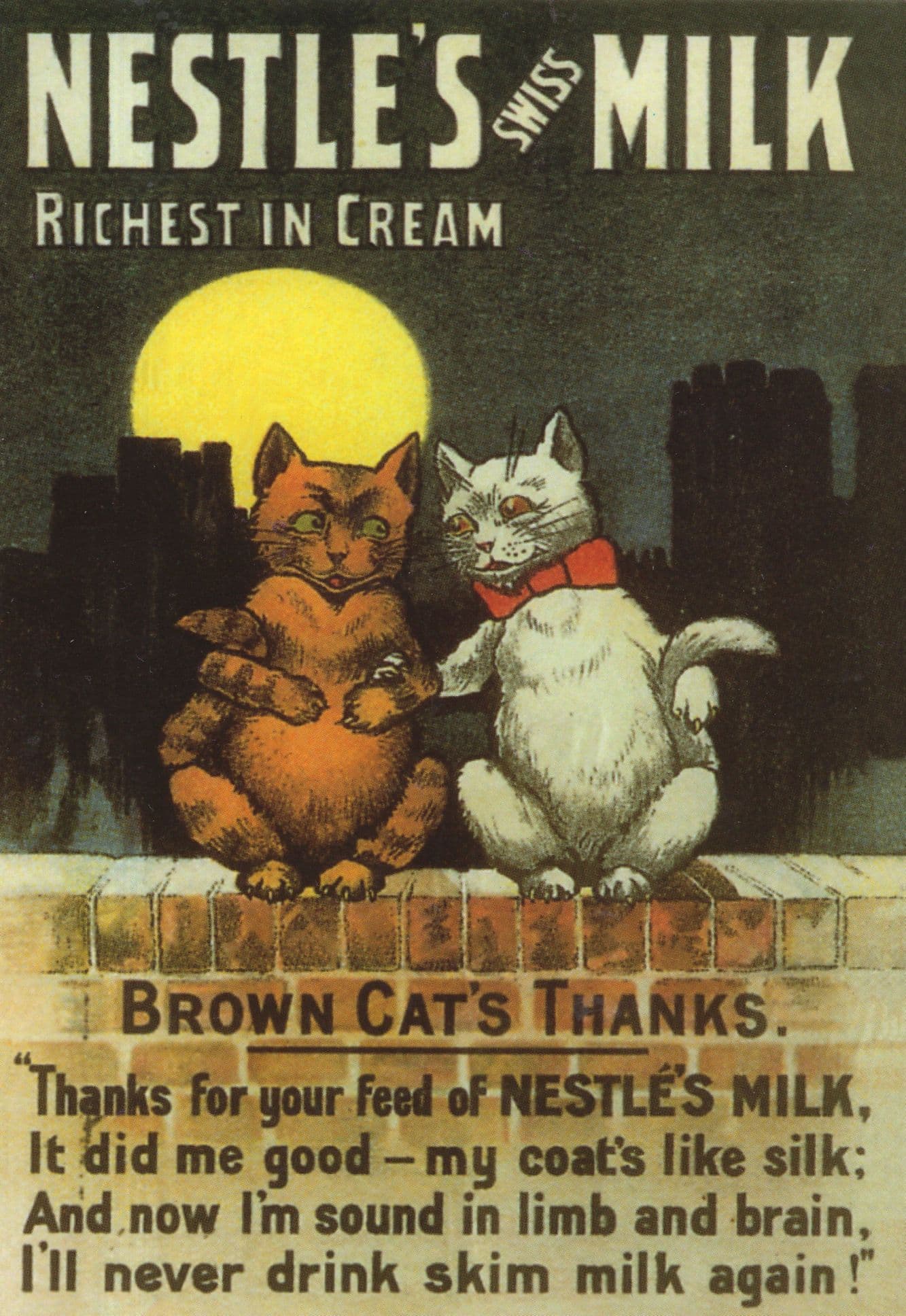 Nestles Swiss Milk Cat Advertising Cat On A Hot Tin Roof Postcard
