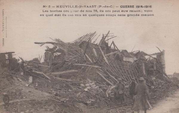Neuville St Saint Vaast WW1 Military Bombardment French France Antique Postcard