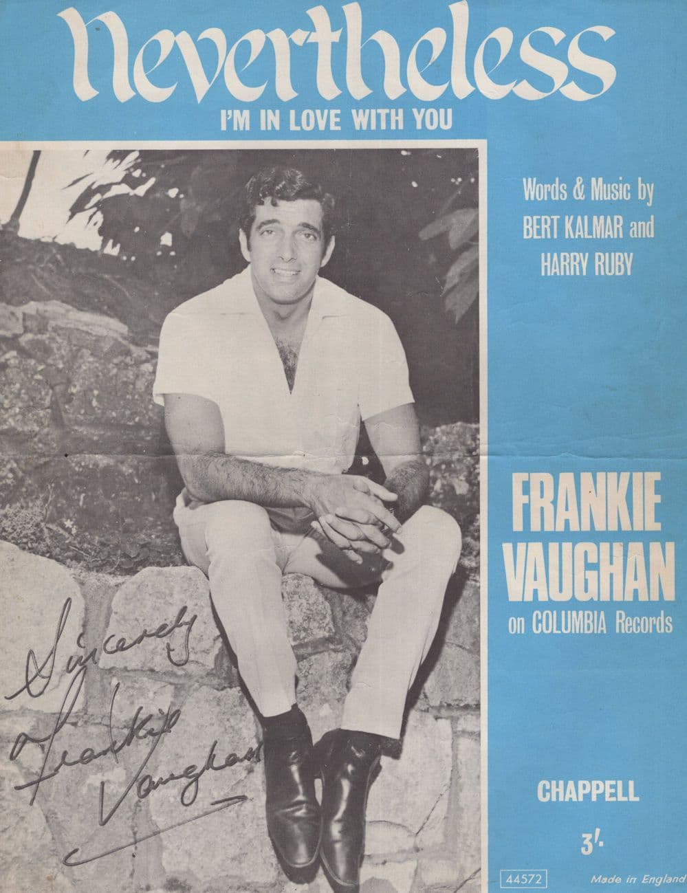 Nevertheless Frankie Vaughan Hand Signed Autograph Sheet Music