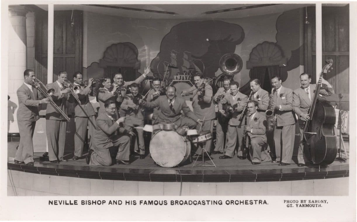Neville Bishop Music Orchestra Live Great Yarmouth Hand Signed Postcard