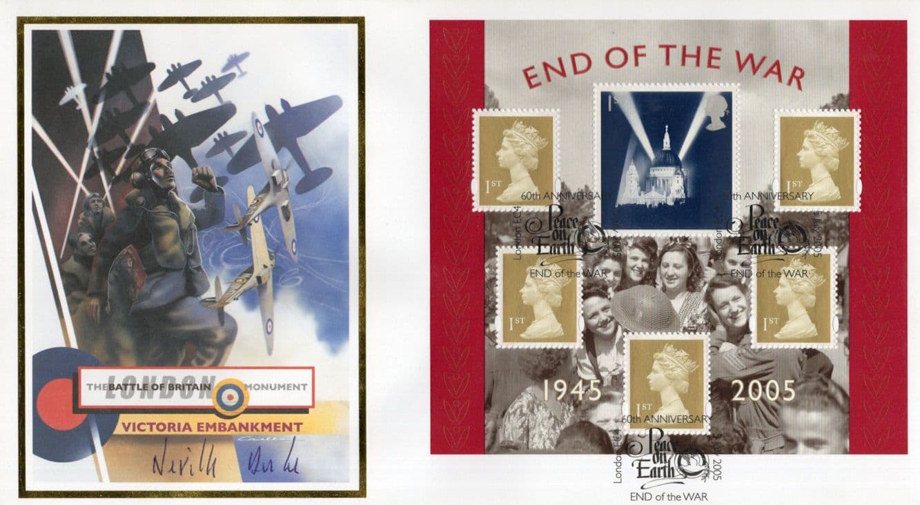 Neville Duke End Of The War WW2 Hand Signed FDC