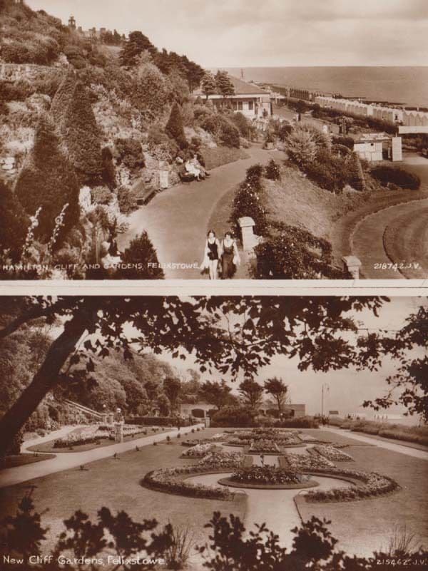 New Cliff Gardens Beach Hut Booking Office Felixstowe Real Photo 2 Postcard MINT