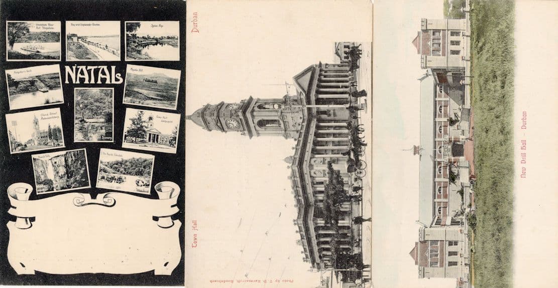 New Drill & Town Hall Durban 3x South Africa Antique Postcard
