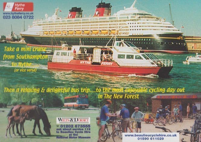 New Forest Ferry Bus Trip Southampton To Hythe 1980s Advertising Tours Postcard