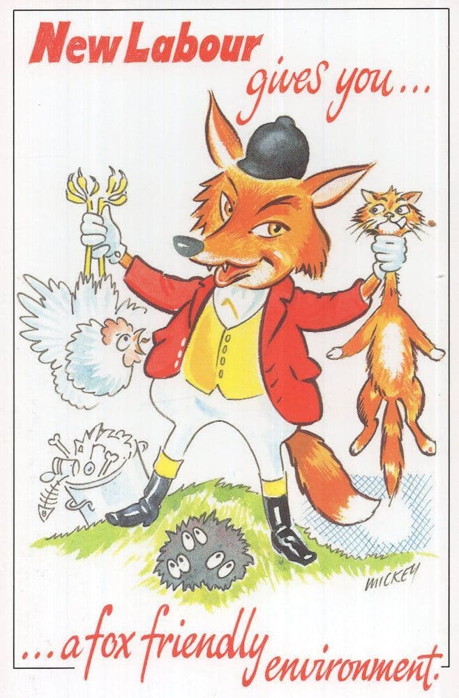 New Labour Gives You A Political Hunting Fox Comic Postcard