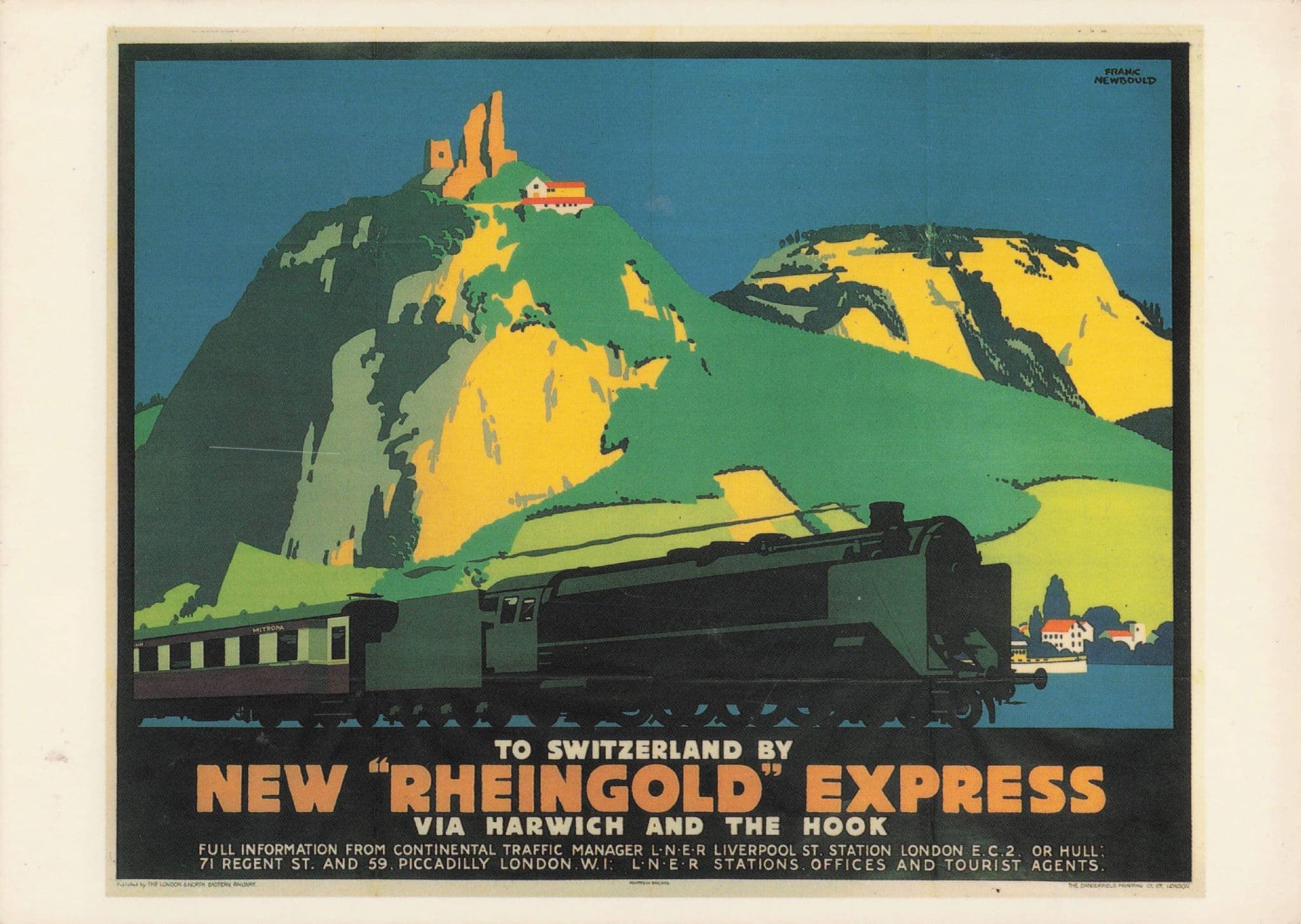 New Rheingold Express Switzerland Travel Poster Transport Postcard