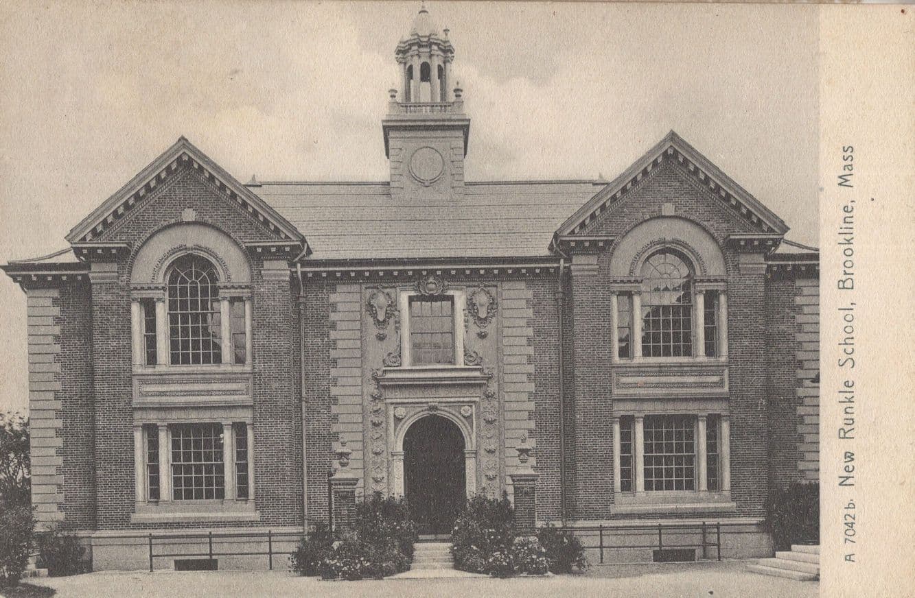 New Runkle School Brookline Massachusetts MA USA Antique Postcard