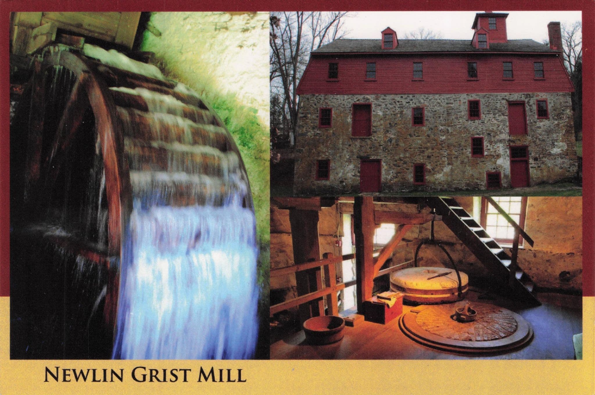 Newlin USA PA Grist Water Wheel Mill Closed WW2 Rare Postcard