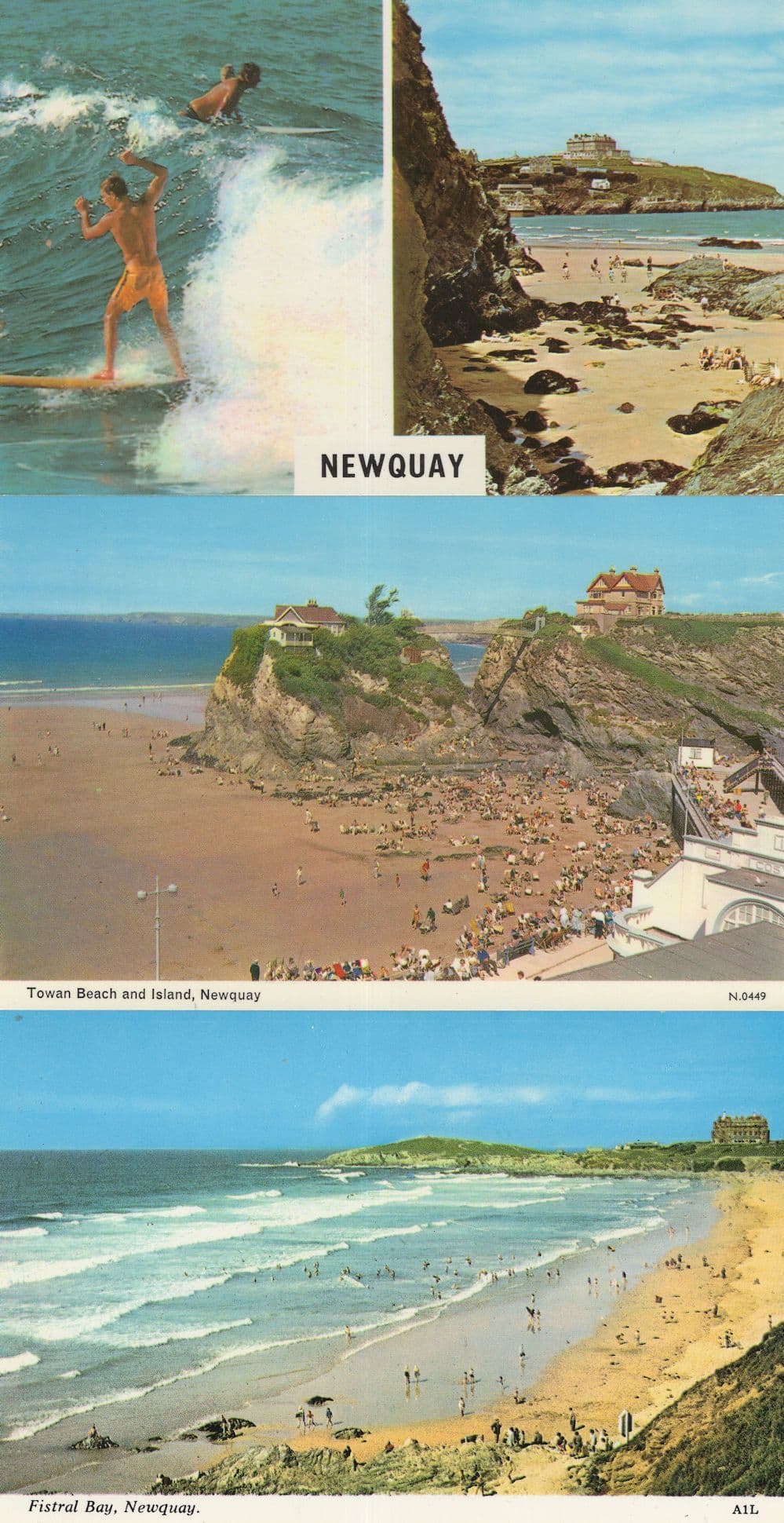 Newquay Cornwall Surfboard 1970s 3x Postcard