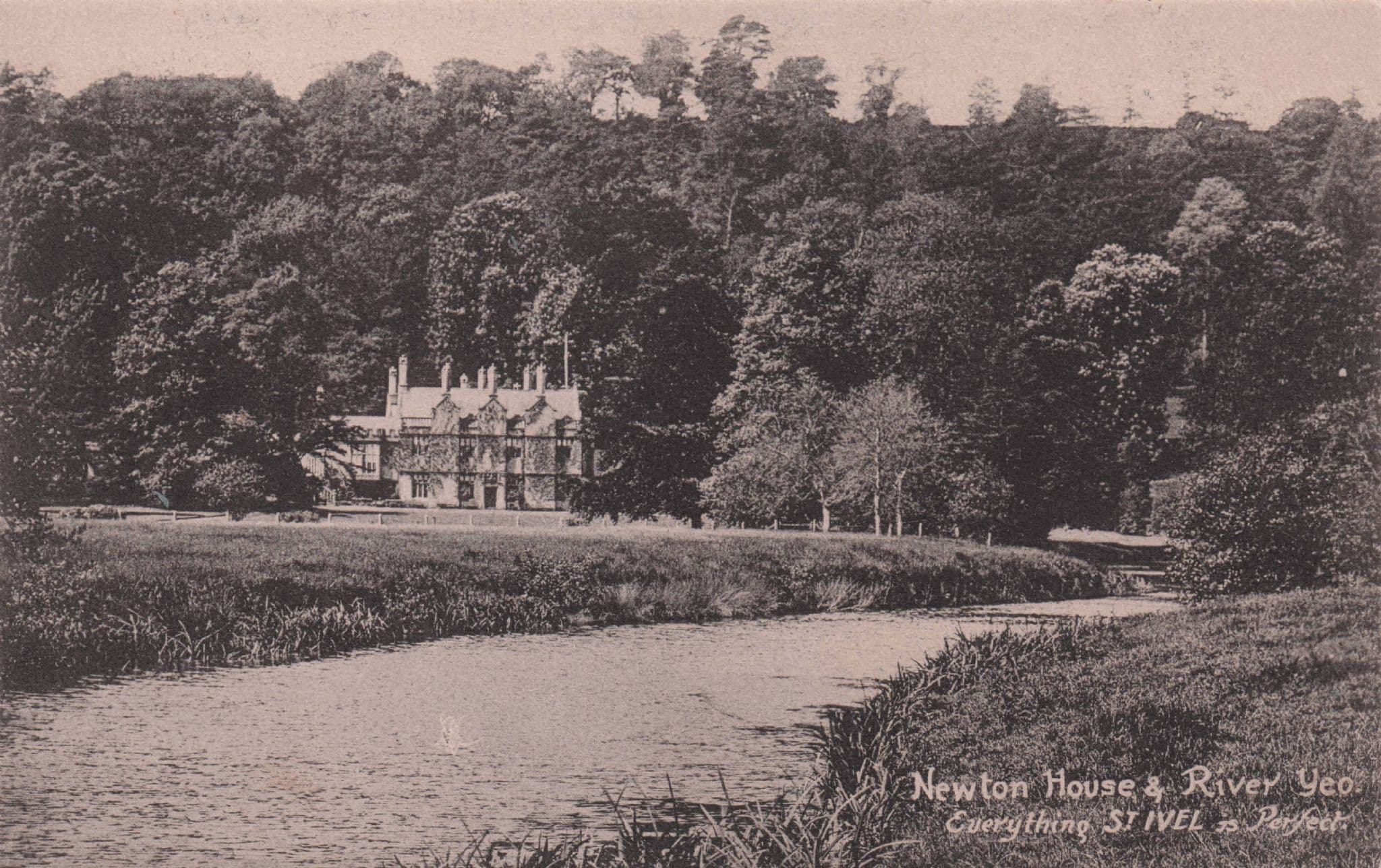 Newton House & River Yeo Somerset Antique Postcard