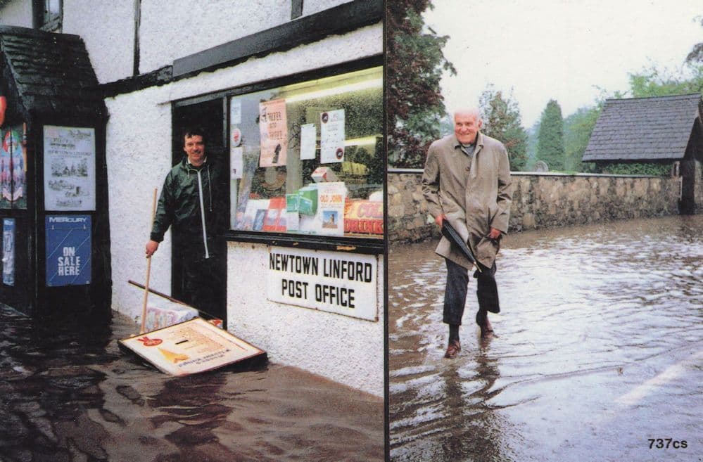 Newtown Linford Post Office Floods Leicester Disaster Postcard