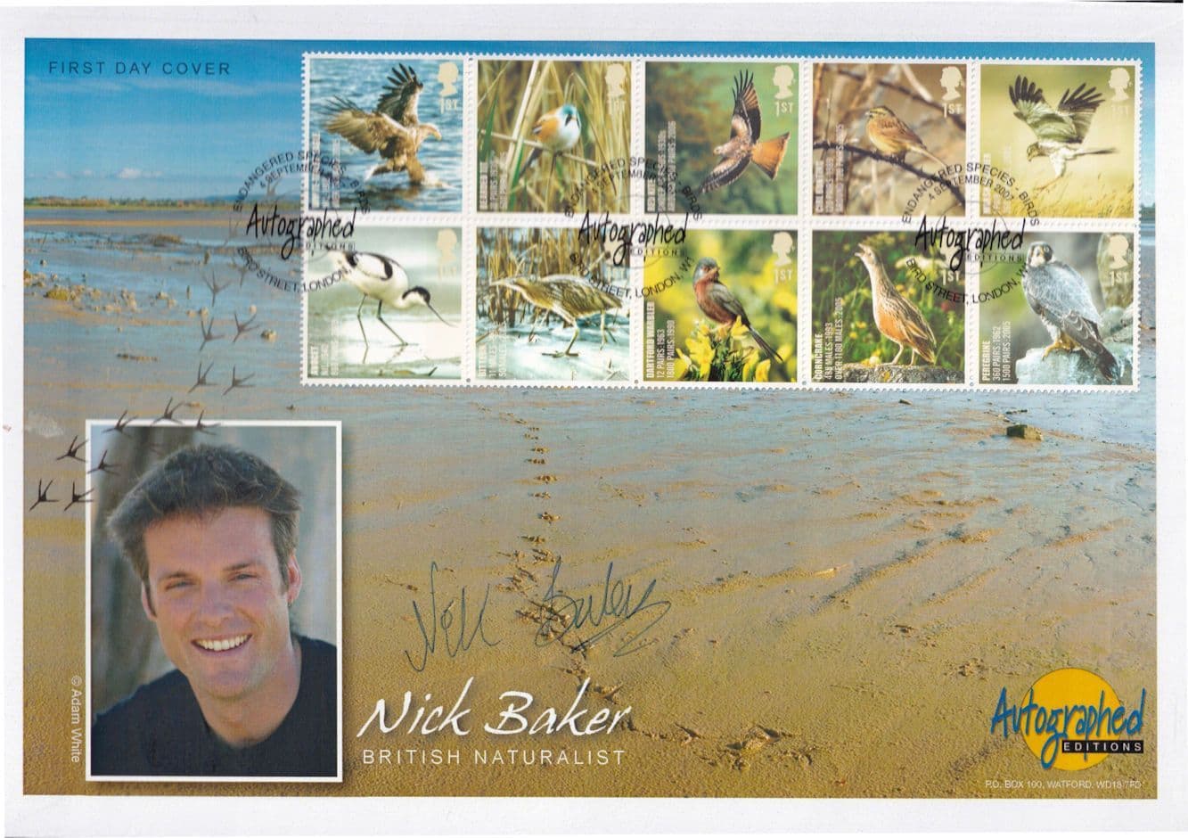 Nick Baker Television Naturalist Wildlife Birds Hand Signed FDC