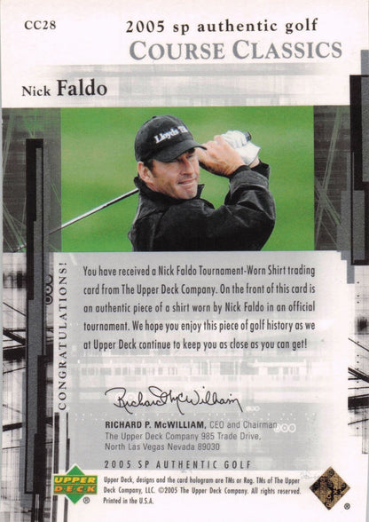 Nick Faldo Course Classics 2005 Upper Deck Authentic Golf Shirt Card