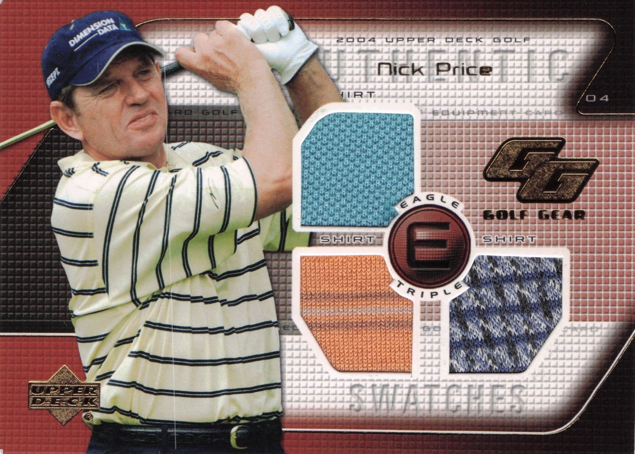 Nick Price Upper Deck 2004 Triple Swatch Real Golf Shirt Card