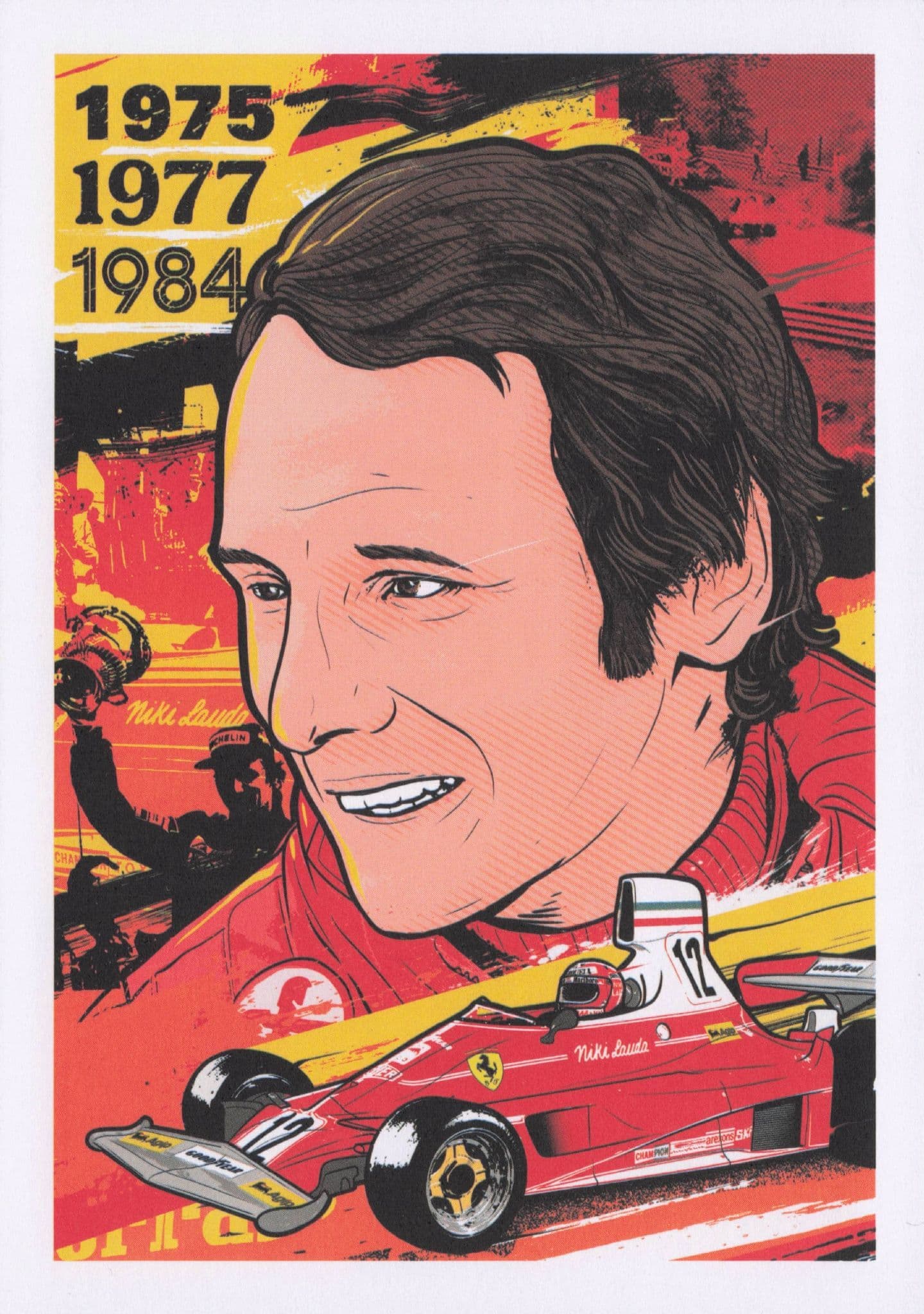 Nicki Lauda Austrian Grand Prix F1 Motor Racing Driver Painting Postcard