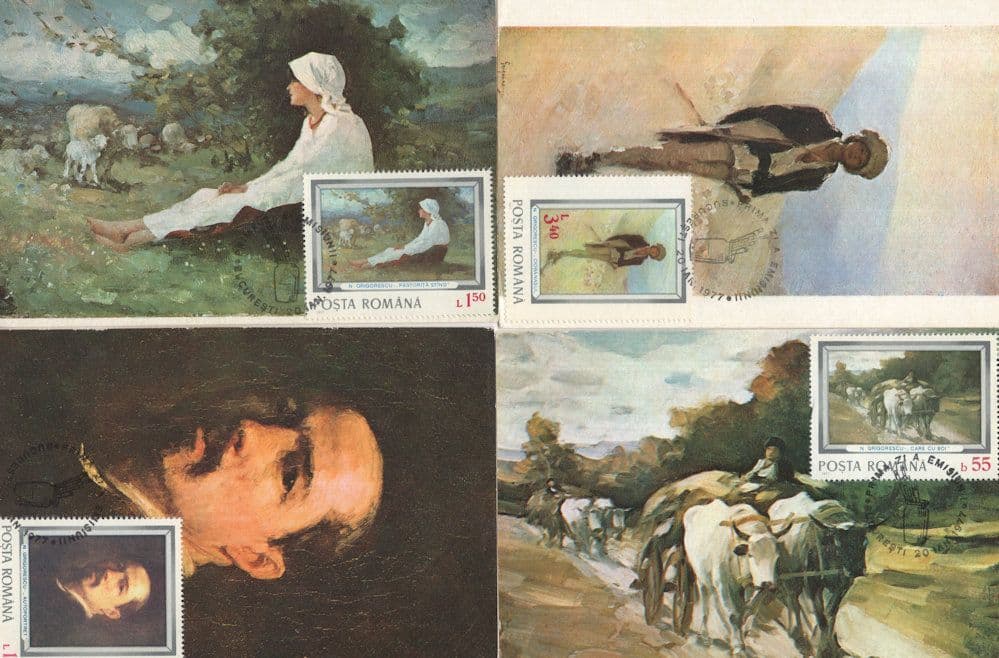 Nicloas Grigorescu 4x First Day Cover Painting Postcard s
