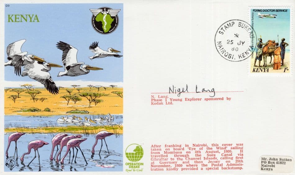 Nigel Lang Explorer Kodak Hand Signed Kenya 1980 First Day Cover