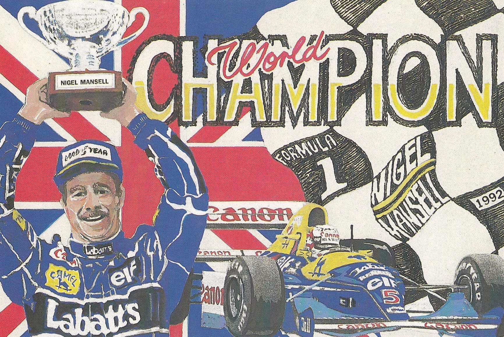 Nigel Mansell Crowned Formula 1 Champion Limited Edition Postcard