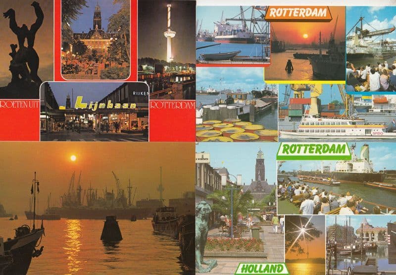 Night At Rotterdam Illuminations Holland 4x Postcard s