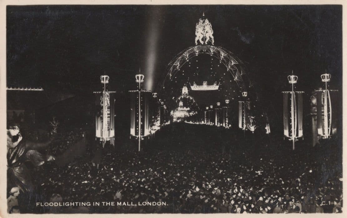 Night Illuminations London Floodlights In The Mall Old Postcard
