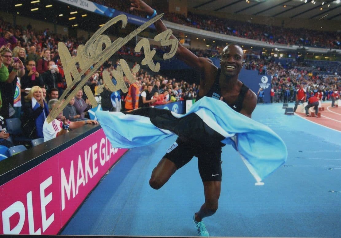 Nijel Amos Botswana Olympic Games Athlete Hand Signed Photo