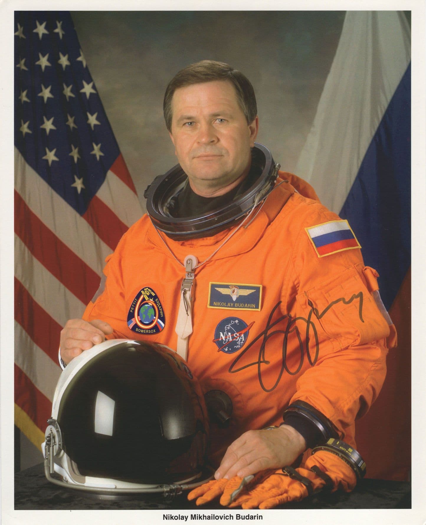 Nikolay Nikolai Budarin Russian Cosmonaut NASA Large Hand Signed Photo
