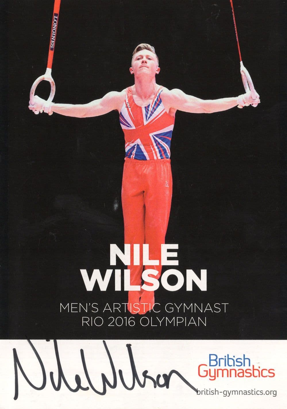Nile Wilson of 2016 Olympic Games Artistic Gymnast Hand Signed Photo