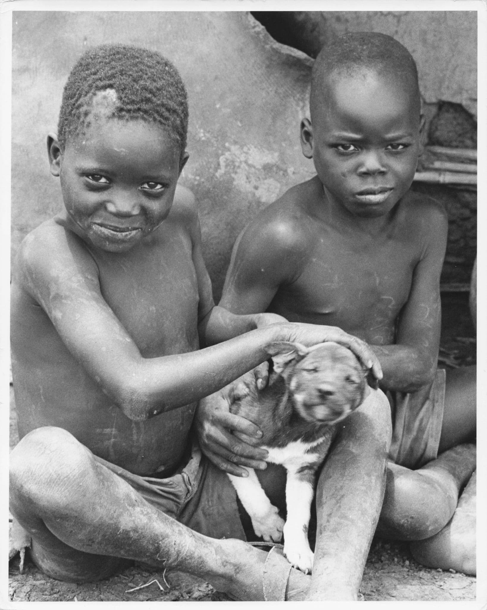 Nilotic Luo Children With Baby Dog 10x8 Vintage Kenya Africa Photo