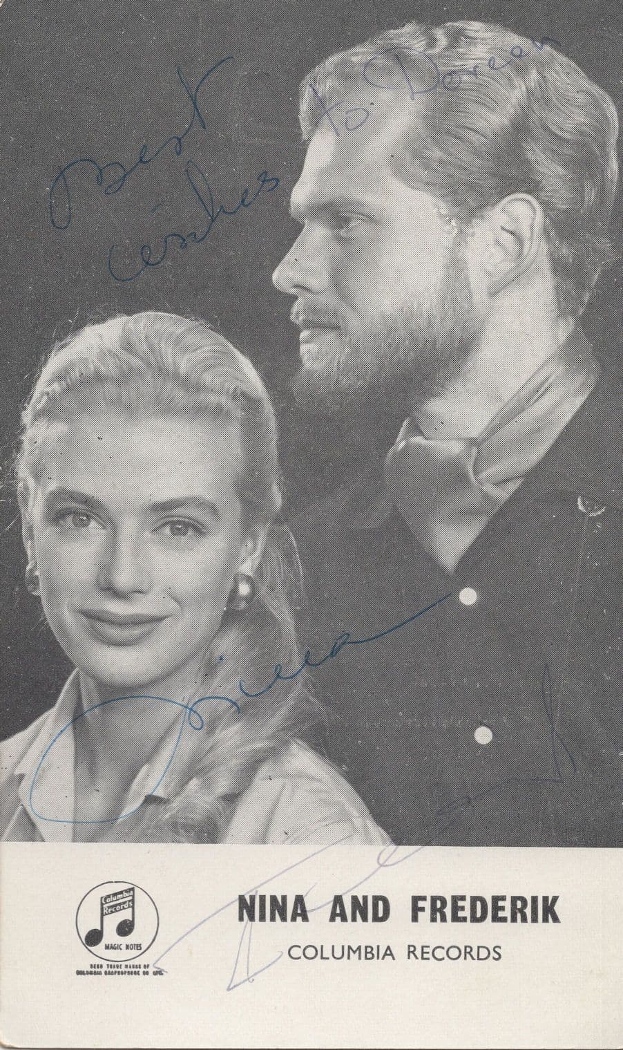 Nina & Frederik Hand Signed Columbia Records Photo