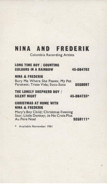 Nina & Frederik Hand Signed Columbia Records Photo