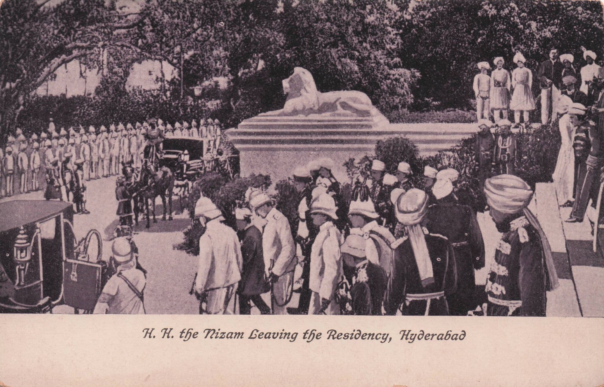Nizam Leaving The Residency Hyperbad Antique Indian Postcard