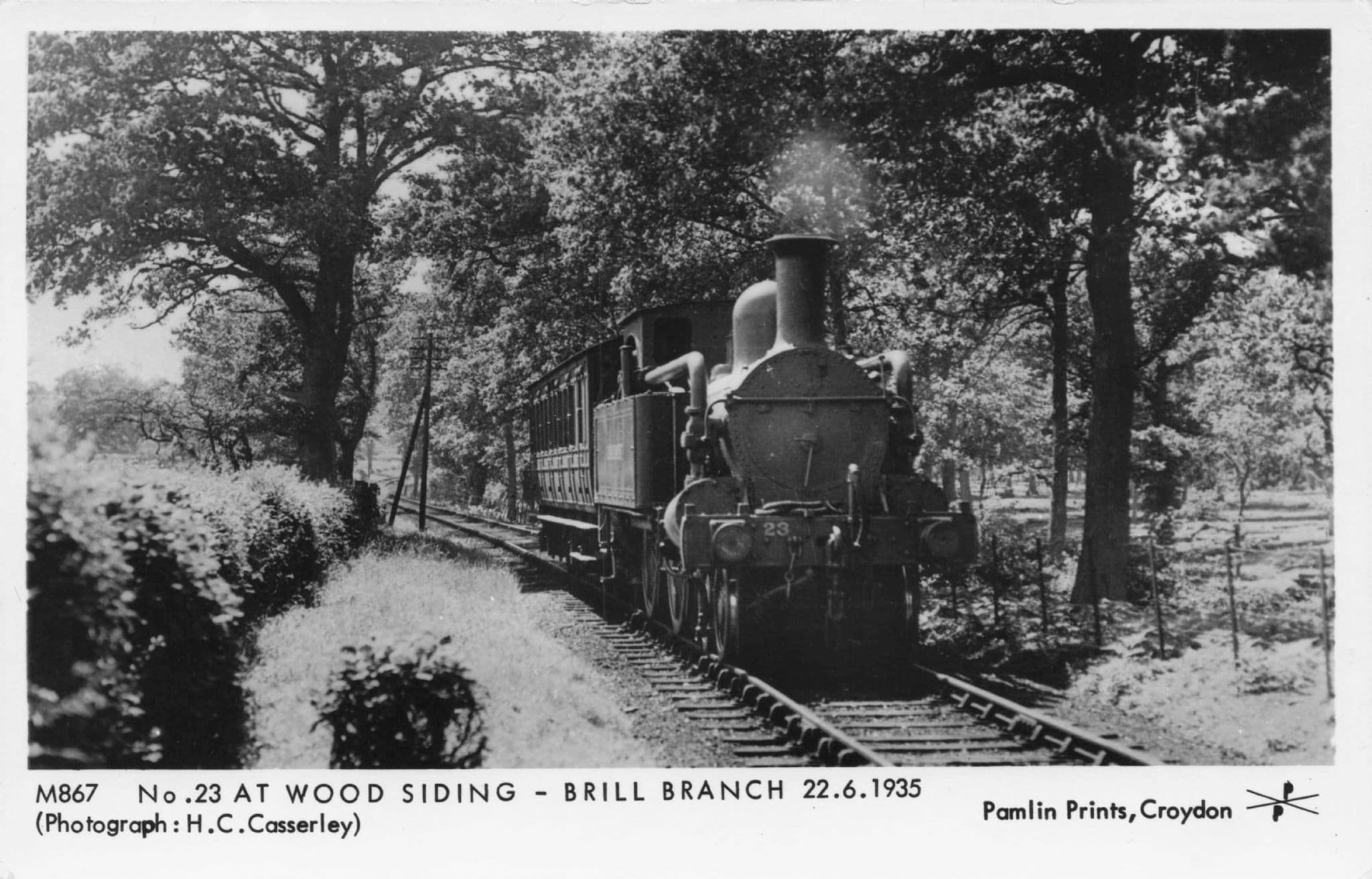 No 23 Train at Wood Siding Brill in 1935 Pamlin Prints Railway RPC Postcard