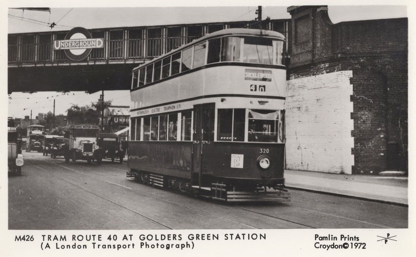 No 40 Bus at Golders Green Station By Underground Transport Postcard