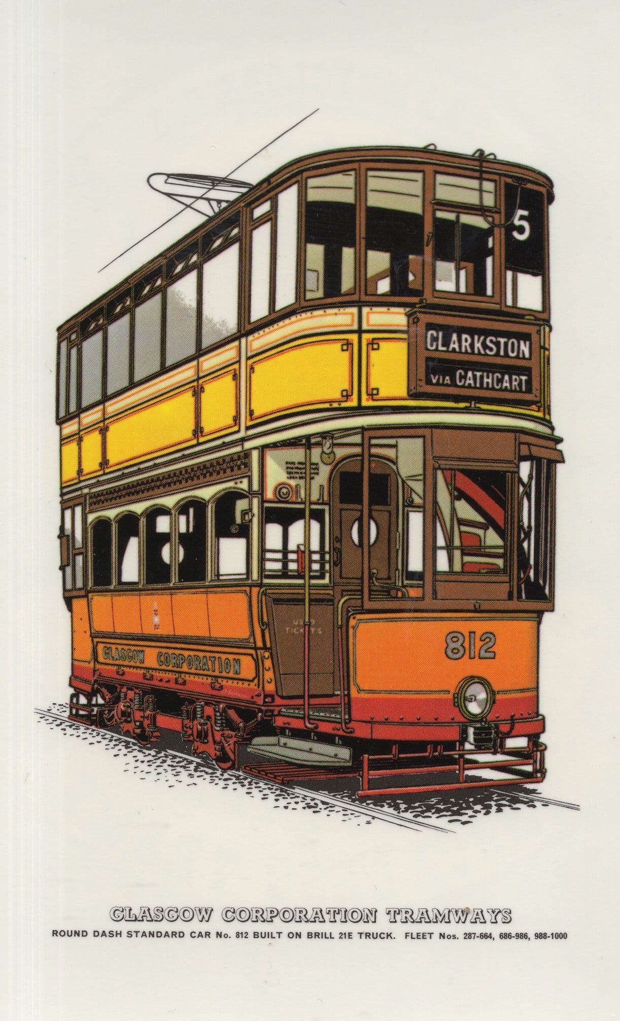 No 5 Clarkston Bus Tram Glasgow Corporation Tramways Postcard