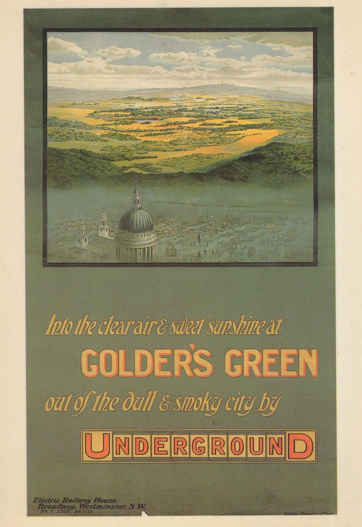 No Pollution Smoking Central London City Underground Poster Postcard