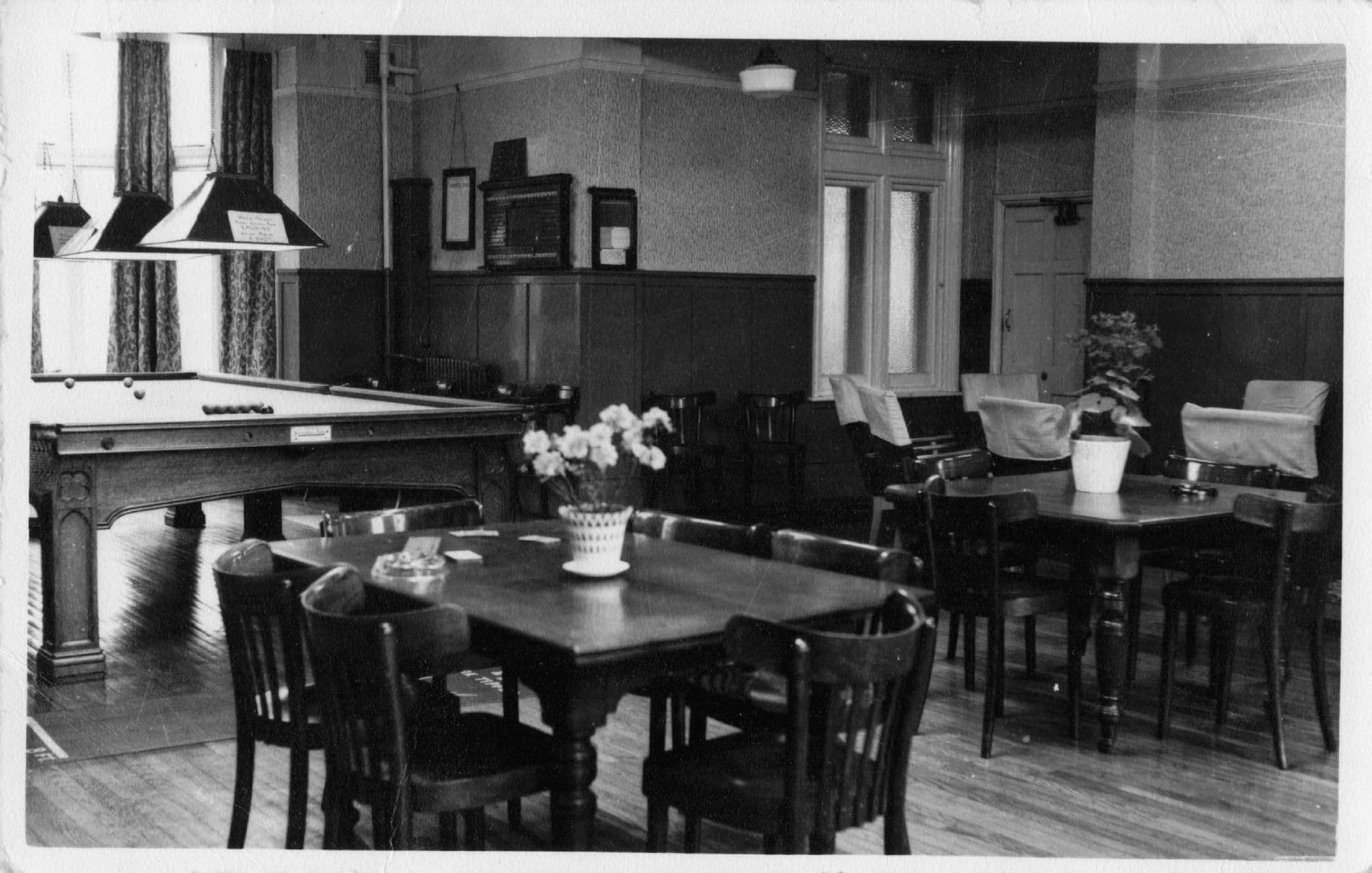No Smoking Sign At Pool Snooker Table Old Hotel Postcard