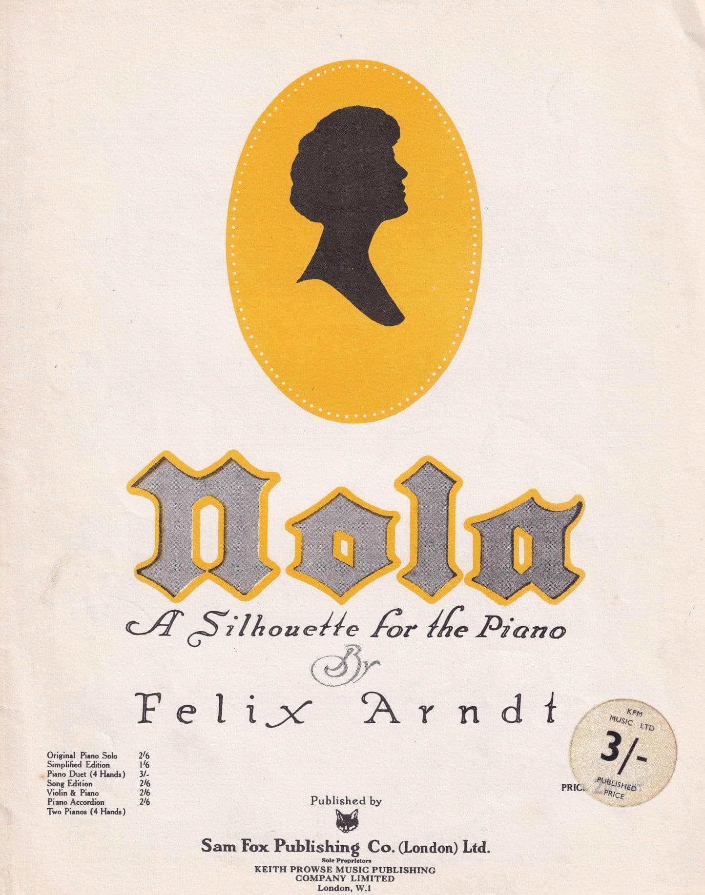 Nola A Silhouette For The Piano Felix Arndt Classical Sheet Music