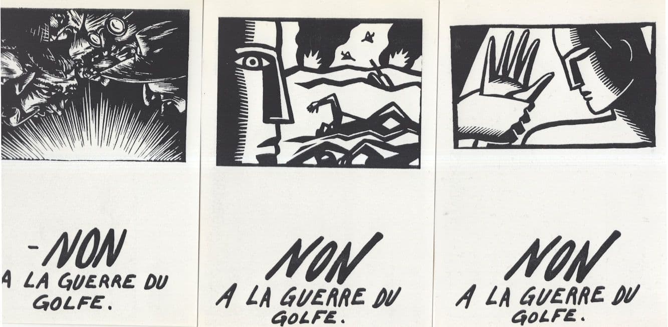 Non A La Guerre Du Golfe 3x Iraq Gulf War Robot Comic Postcard s