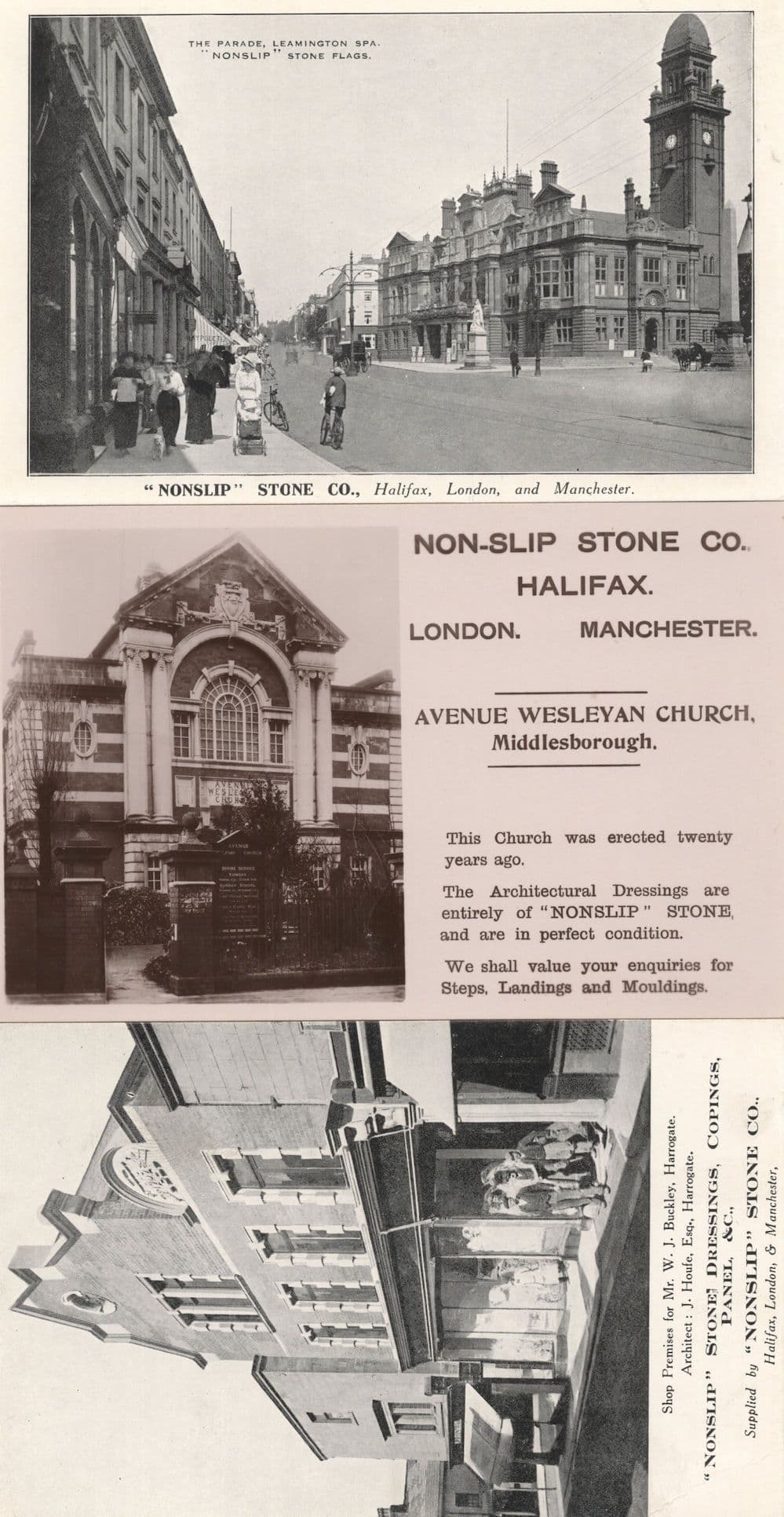 Nonslip Stone Co London Halifax Manchester 3x Advertising Postcard s